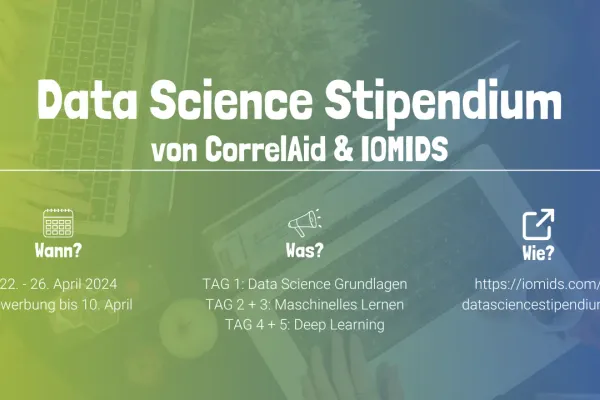 Hände von Personen, die am Laptop arbeiten und zusammengefasste Informationen zum Stipendium