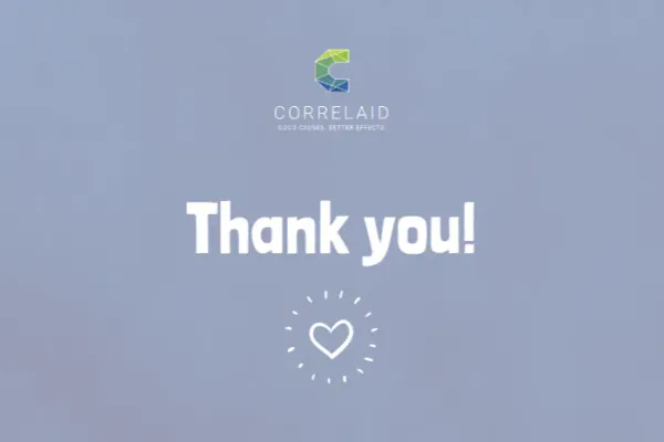 Text: "Thank you" mit CorrelAid Logo und einem Herz.