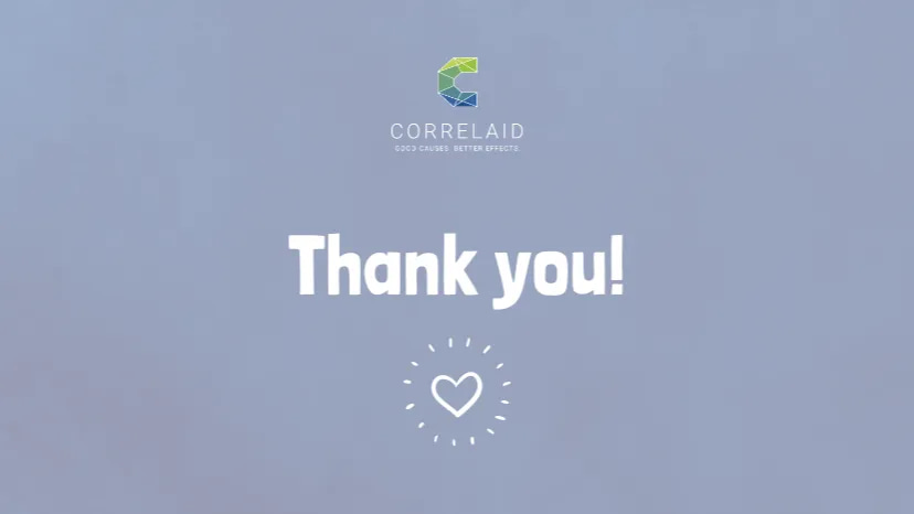 Text: "Thank you" with the CorrelAid logo on top and a heart on the bottom